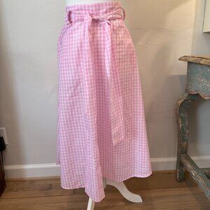 Snappy Turtle Pink Gingham A-line Belted Skirt